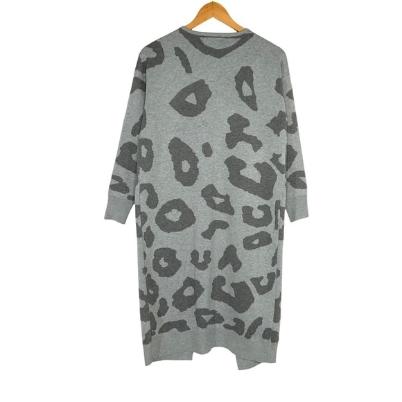 Kuiyige Womens Animal Print long Cardigan Sweater Size Small Gray Tight Knit - Picture 2 of 7